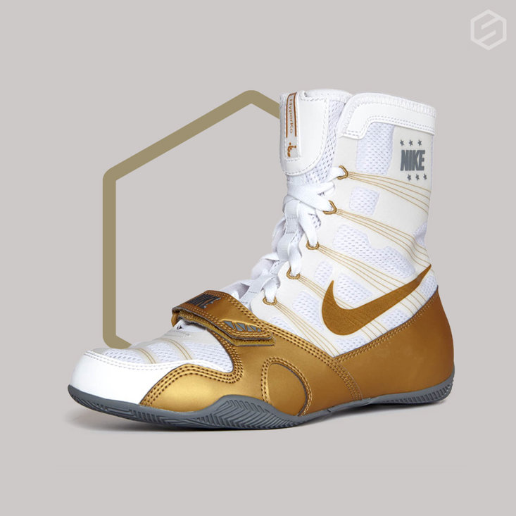 boxing shoes white and gold